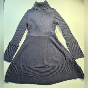 Eliza J Turtleneck Sweater Dress Navy Blue Ribbed Knit Dress NWT Medium